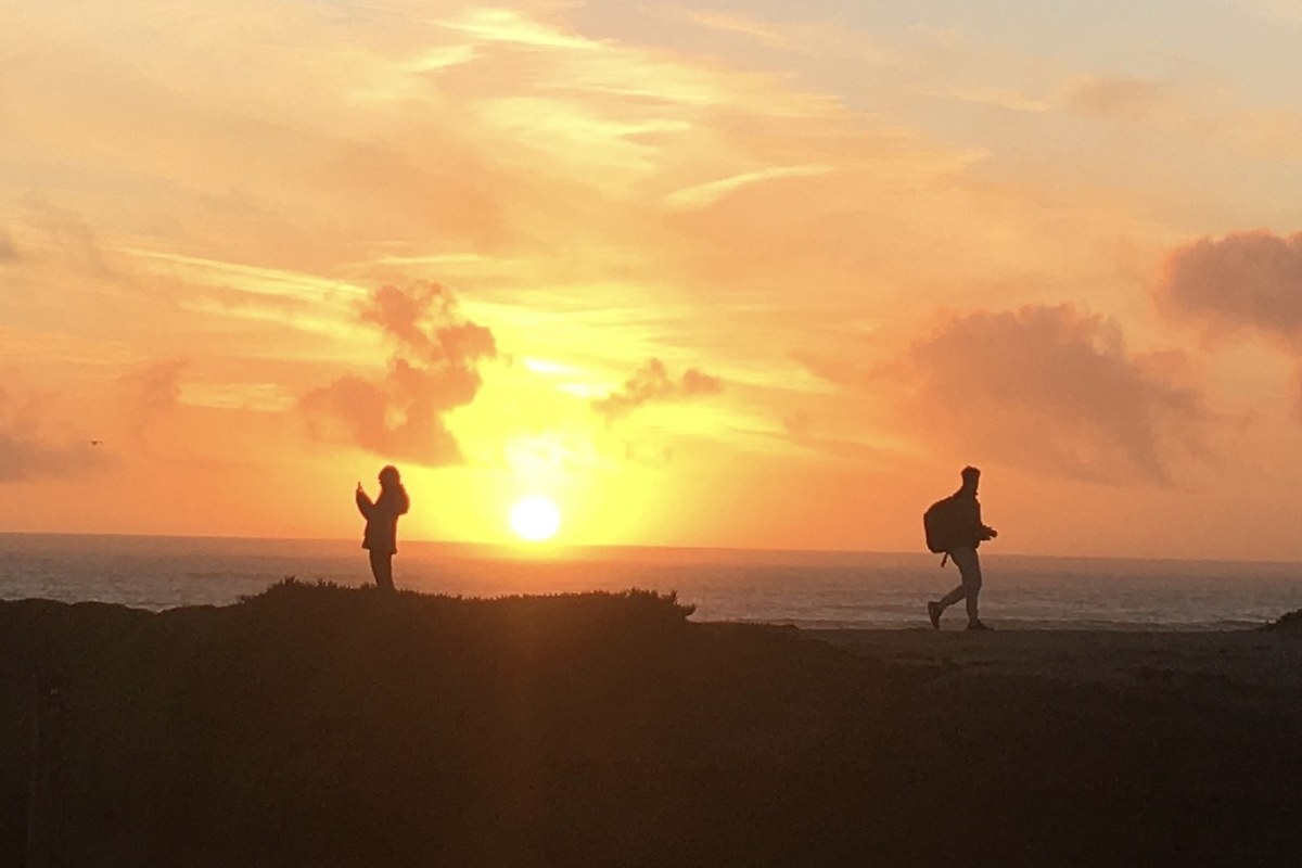 silhouettes at golden hour on the Santa Cruz coast