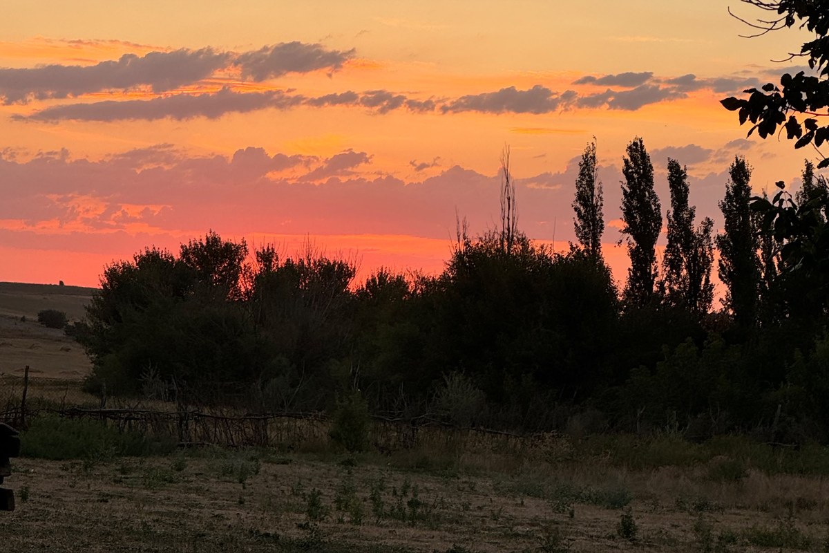 sunset over the steppe in Yntymaq, Kazakhstan